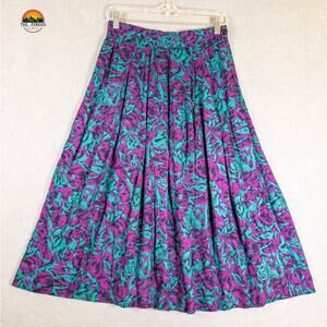 Pendleton Sophisticates Pleated Skirt Purple Floral Cottagecore Women's Sz 10